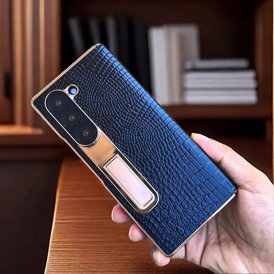 Galaxy Z Fold Series Crocodile Leather Kickstand Case