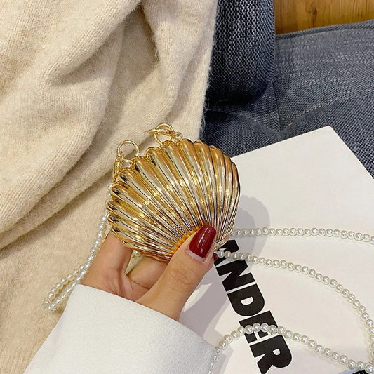 Glamour Mini Shell Pearl Chain Crossbody Bag