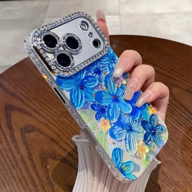 Luxury Butterfly Flowers Diamond Frame Case