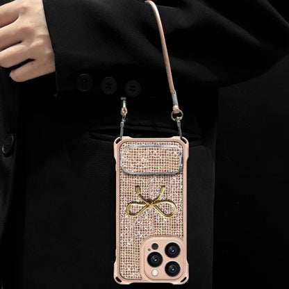 Elegant Sparkle Bow Mirror Kickstand Case