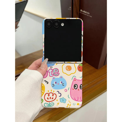 Galaxy Z Flip Series Cute Scribble Art Beaded Charm Case