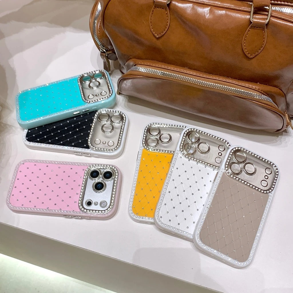 Diamond Stitch Rhinestone Grid Case