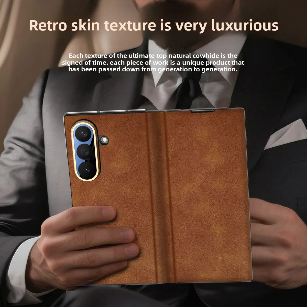 Galaxy Z Fold Series Elegant Business Leather Armor Case