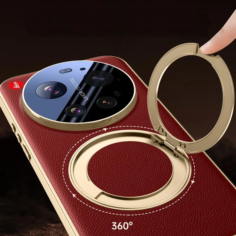 Royal Crown Circle Pivot Leather Case - Xiaomi