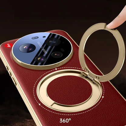 Royal Crown Circle Pivot Leather Case - Xiaomi