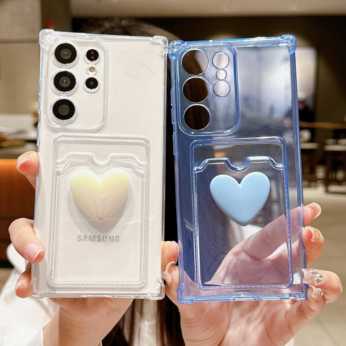 Sweet Heart Card Pocket Phone Case - Samsung