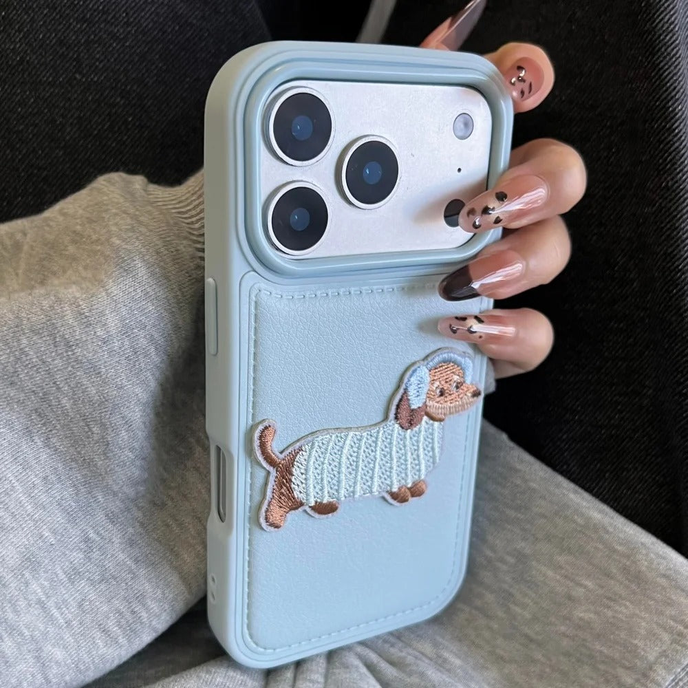 Cute Dachshund Embroidery Case