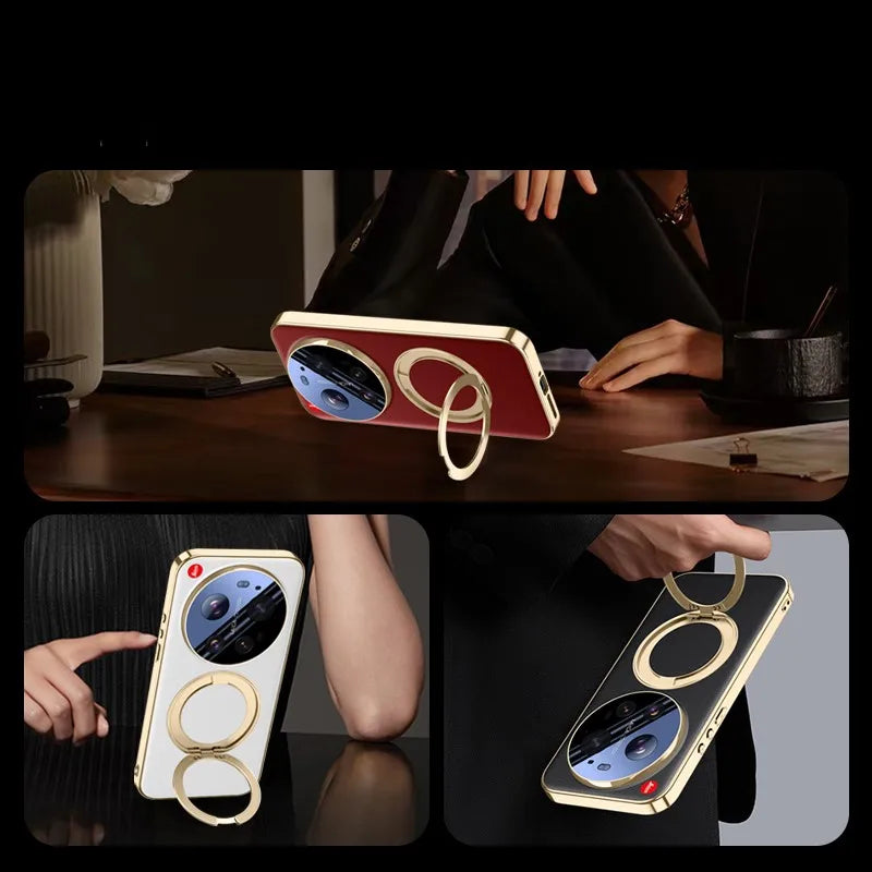 Royal Crown Circle Pivot Leather Case - Xiaomi
