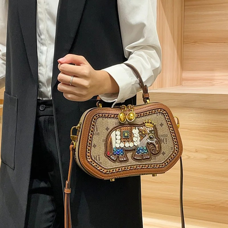 Vintage Crowned Elephant Handbag
