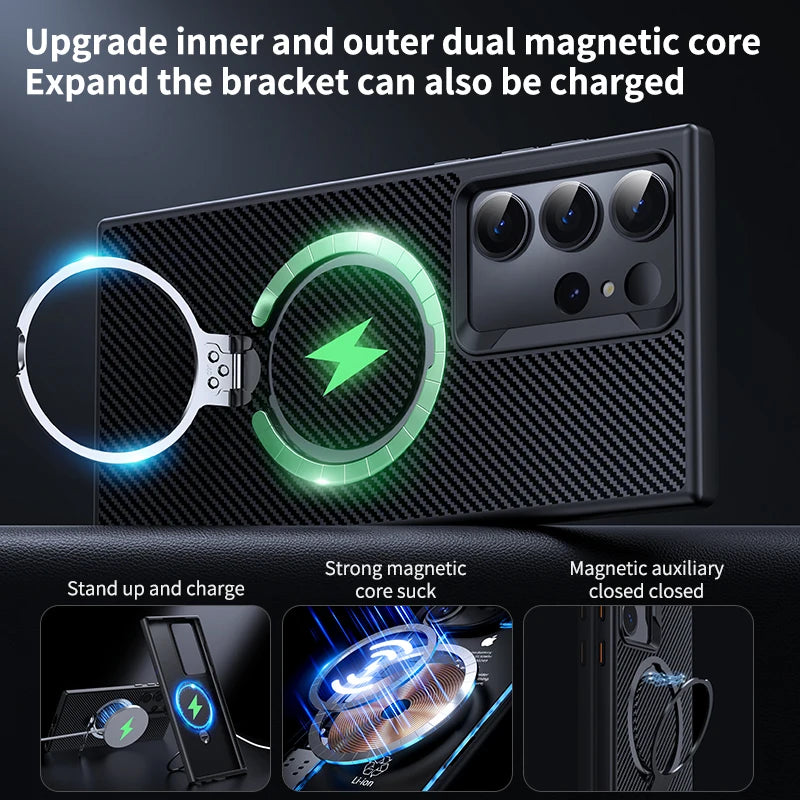 Carbon Shield Magnetic Bracket Case - Samsung