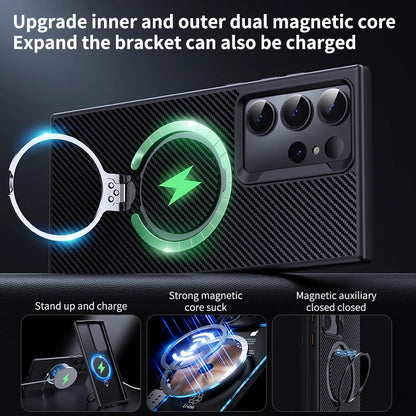 Carbon Shield Magnetic Bracket Case - Samsung