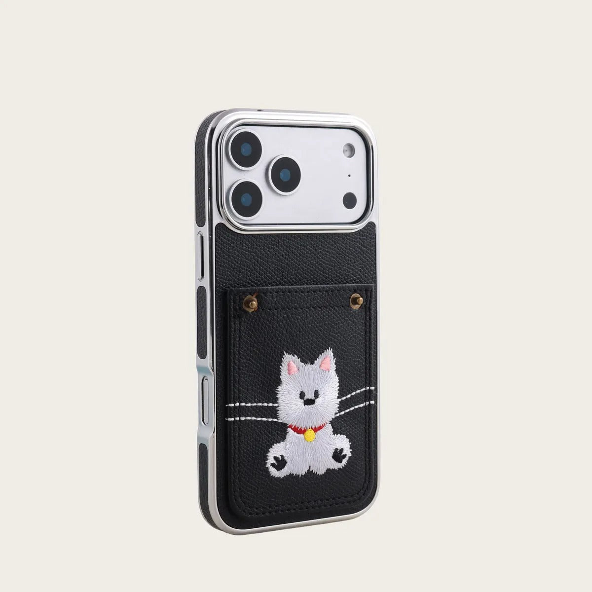 Embroidered Kitten Card Holder Case