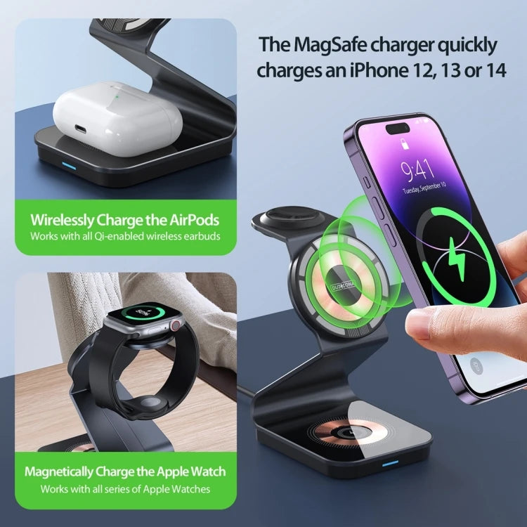 Ultimate Power 15W 3-in-1 Magnetic Suction Wireless Charger