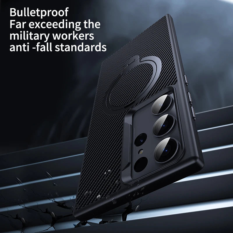 Carbon Shield Magnetic Bracket Case - Samsung