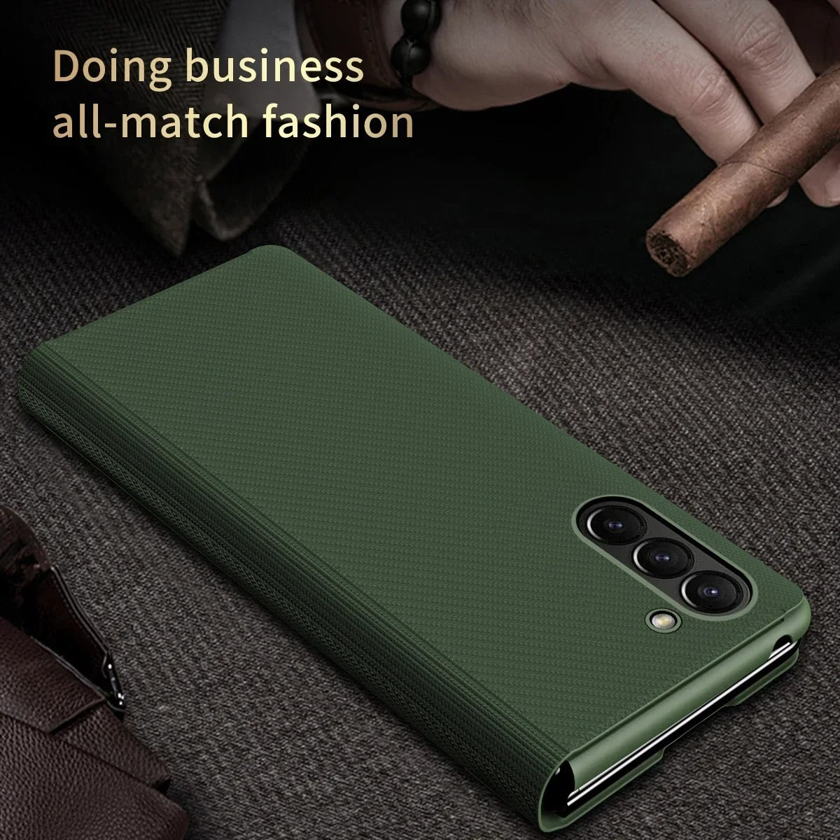 Premium Weave Shield Matte Leather Case - Samsung