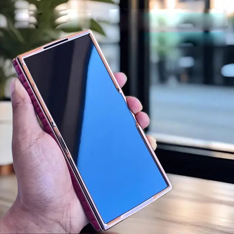 Galaxy Z Fold Series Crocodile Leather Kickstand Case