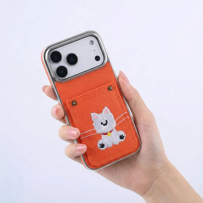 Embroidered Kitten Card Holder Case