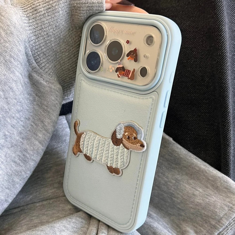 Cute Dachshund Embroidery Case