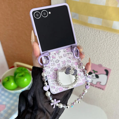 Galaxy Z Flip Series Blossom Kitty Mirror Charm Case