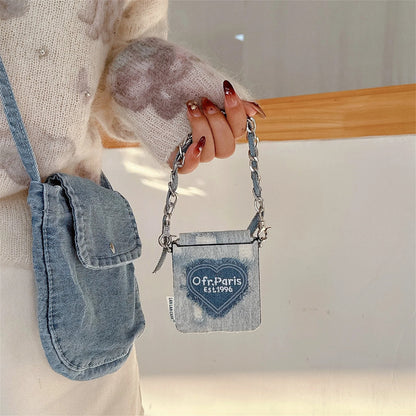 Galaxy Z Flip Series Denim Heart Chain Case