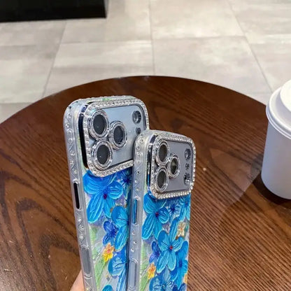 Luxury Butterfly Flowers Diamond Frame Case
