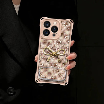 Elegant Sparkle Bow Mirror Kickstand Case