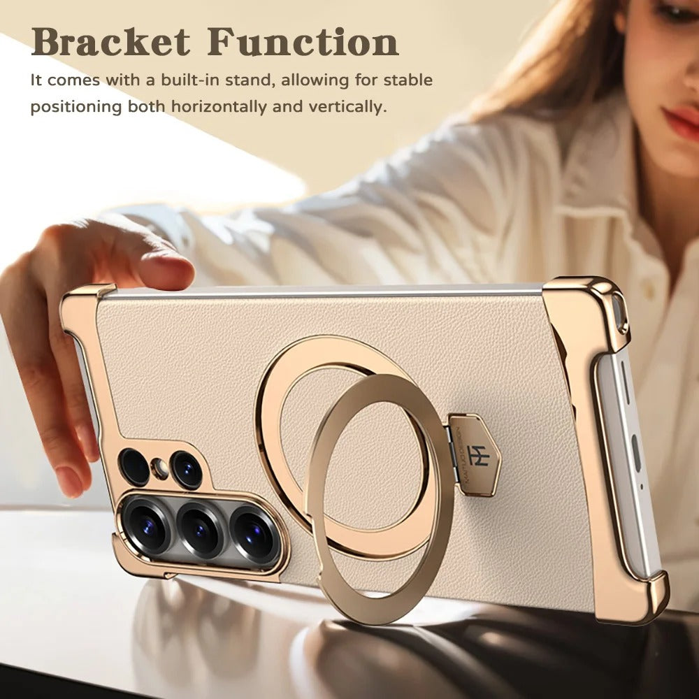Elegant Faux Leather Magnetic Ring Case