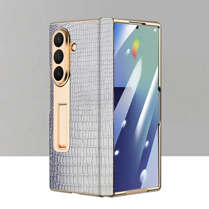 Galaxy Z Fold Series Crocodile Leather Kickstand Case
