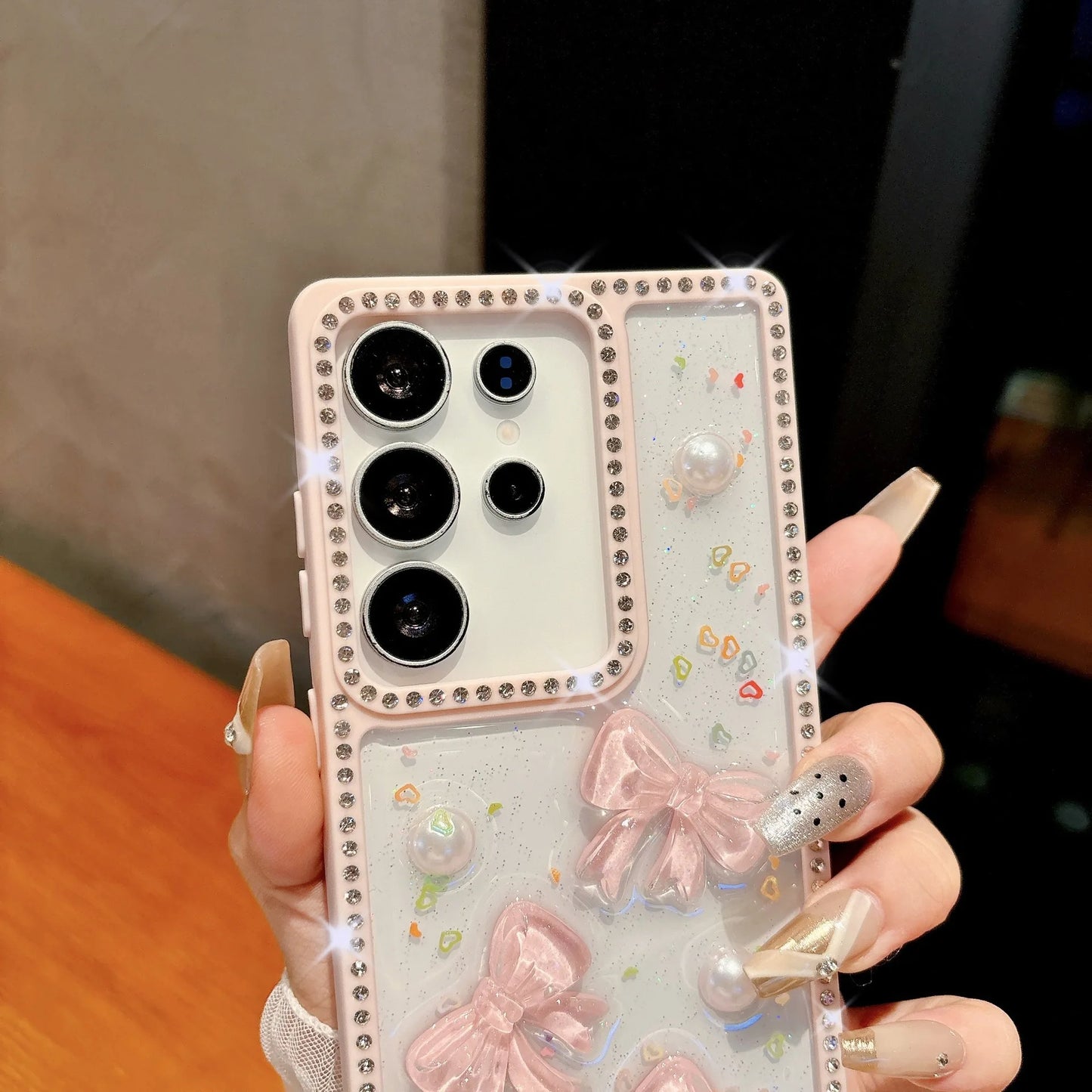 Dainty Blush Ribbon Glow Case - Samsung