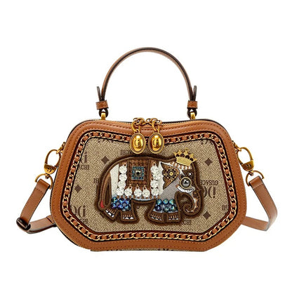 Vintage Crowned Elephant Handbag