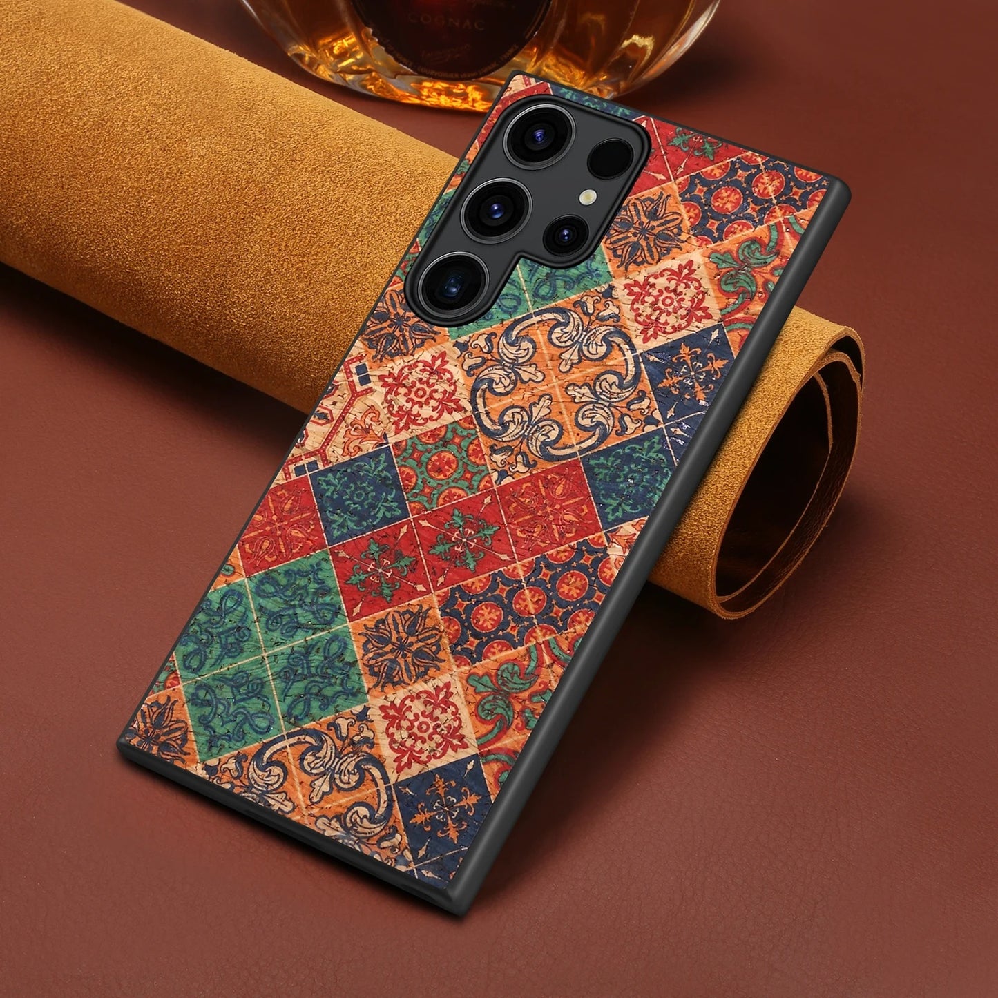 Luxury Cork Cloth Floral Pattern Case - Samsung