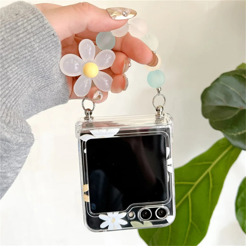 Galaxy Z Flip Series Beaded Daisy Fantasy Transparent Case
