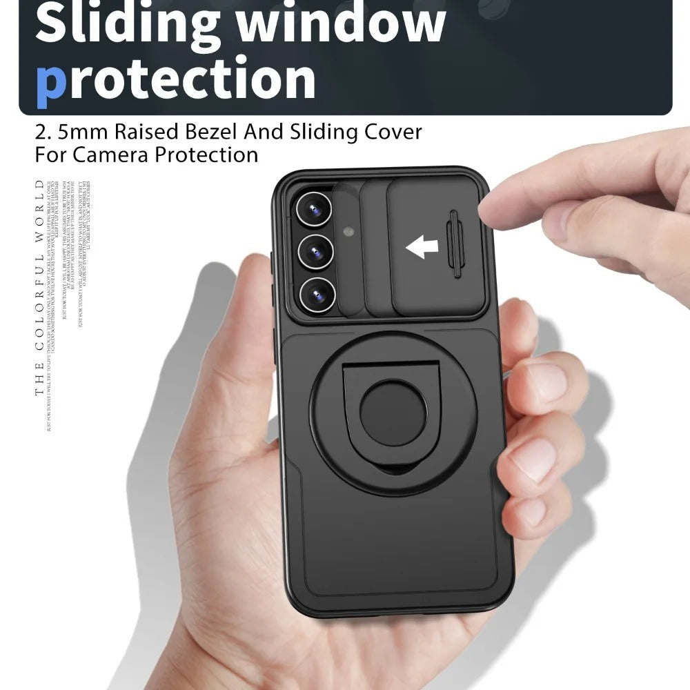 Push Window Magnetic Ring Kickstand Case - Samsung