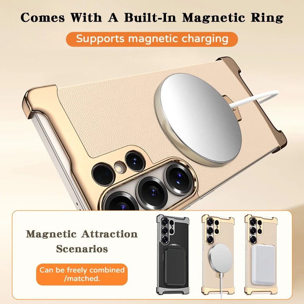 Elegant Faux Leather Magnetic Ring Case