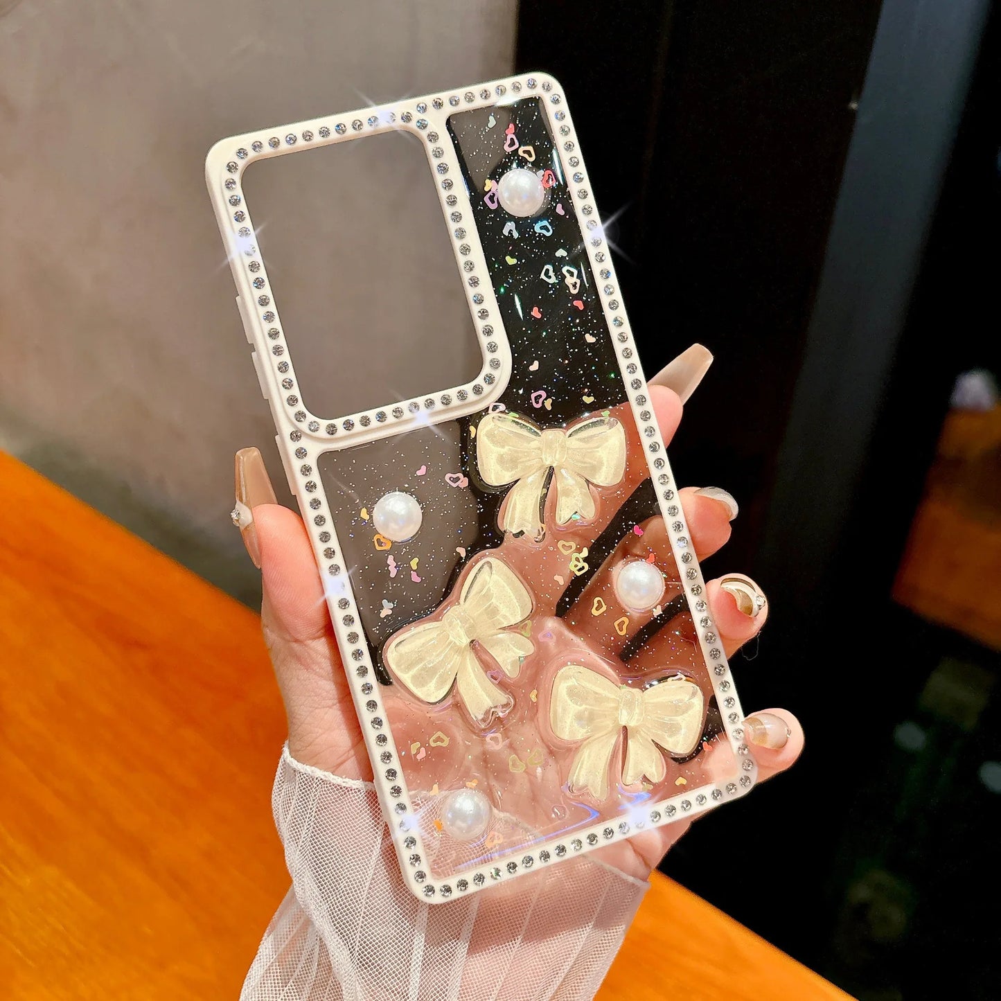 Dainty Blush Ribbon Glow Case - Samsung
