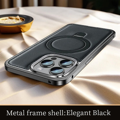 Luxury Metal Frame Carbon Fiber Bracket Case - iPhone