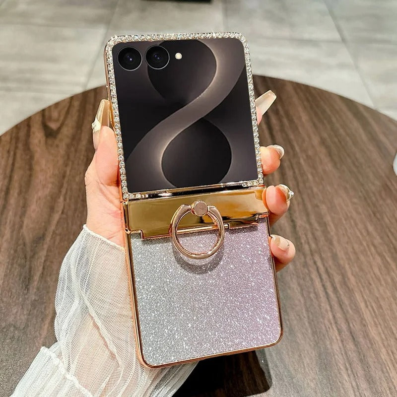 Galaxy Z Flip Series Platinum Glow Glitter Ring Case