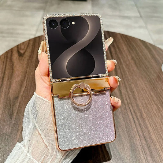 Galaxy Z Flip Series Platinum Glow Glitter Ring Case