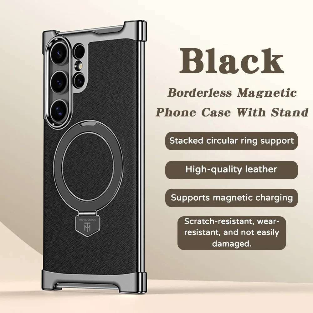 Elegant Faux Leather Magnetic Ring Case