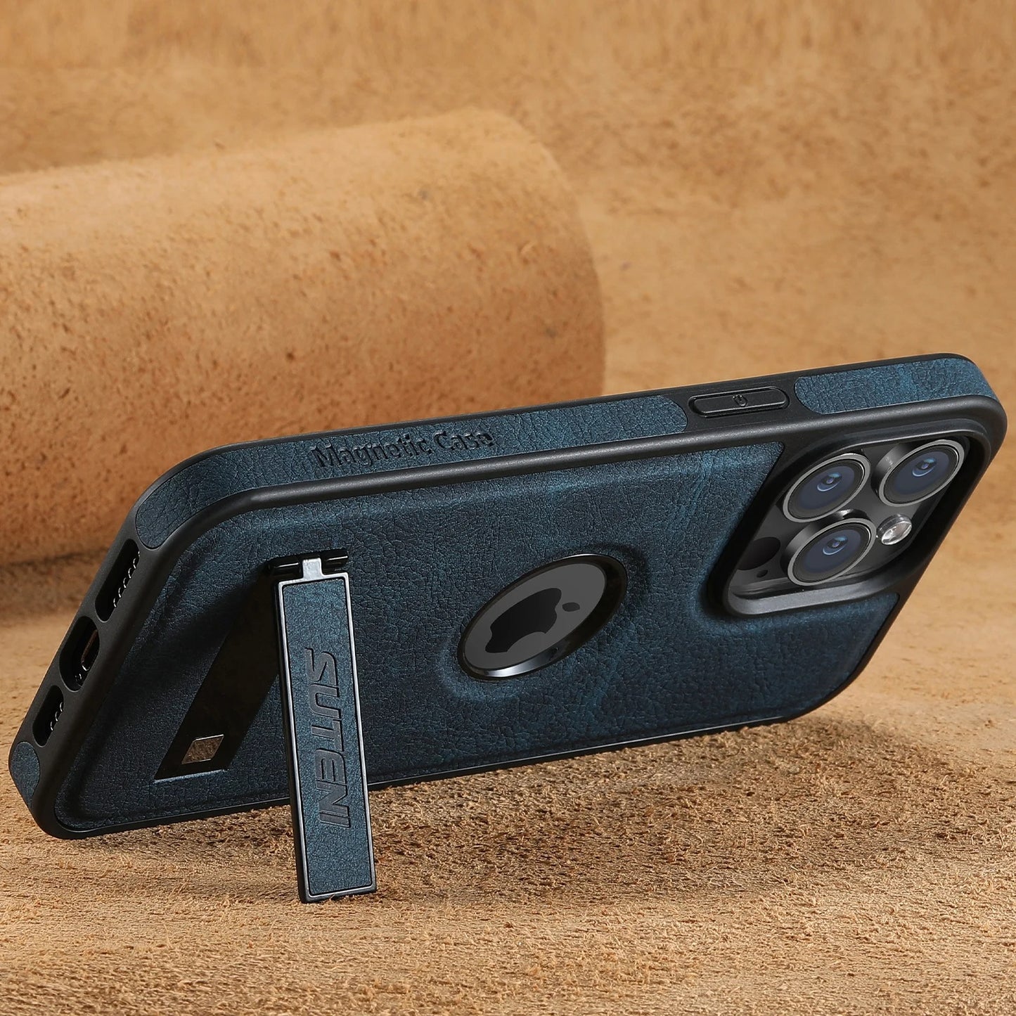 Premium Leather Invisible Bracket Magsafe Case - iPhone