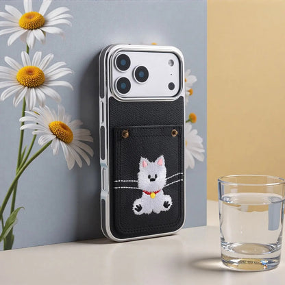 Embroidered Kitten Card Holder Case