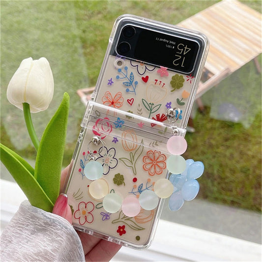 Galaxy Z Flip Series Beaded Daisy Fantasy Transparent Case