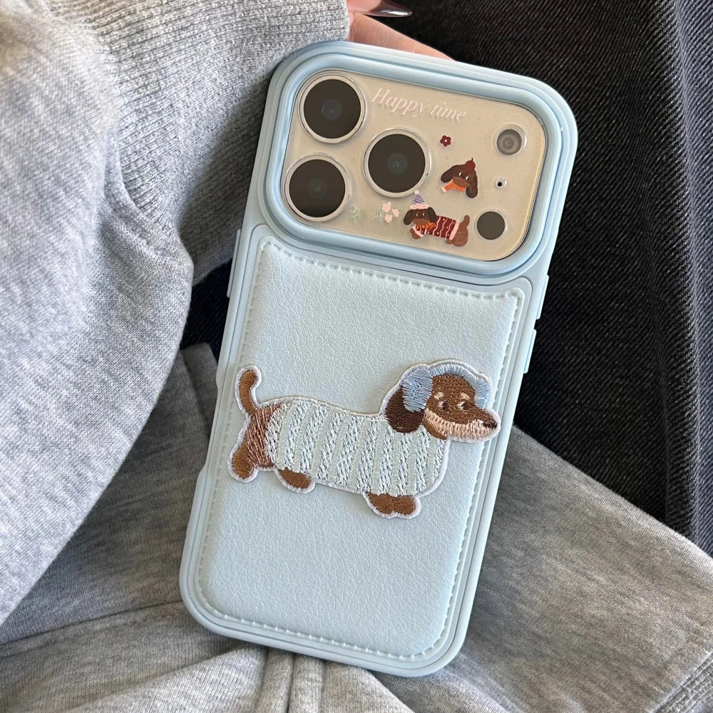 Cute Dachshund Embroidery Case