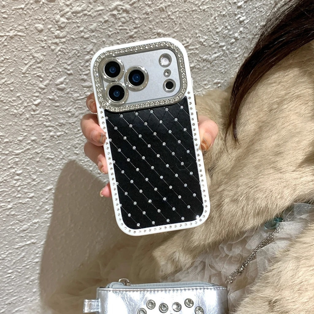 Diamond Stitch Rhinestone Grid Case