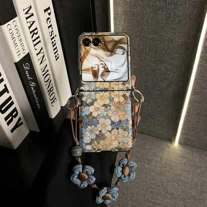 Galaxy Z Flip Series Rustic Vintage Bloom Strap Case