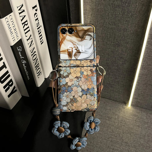 Galaxy Z Flip Series Rustic Vintage Bloom Strap Case