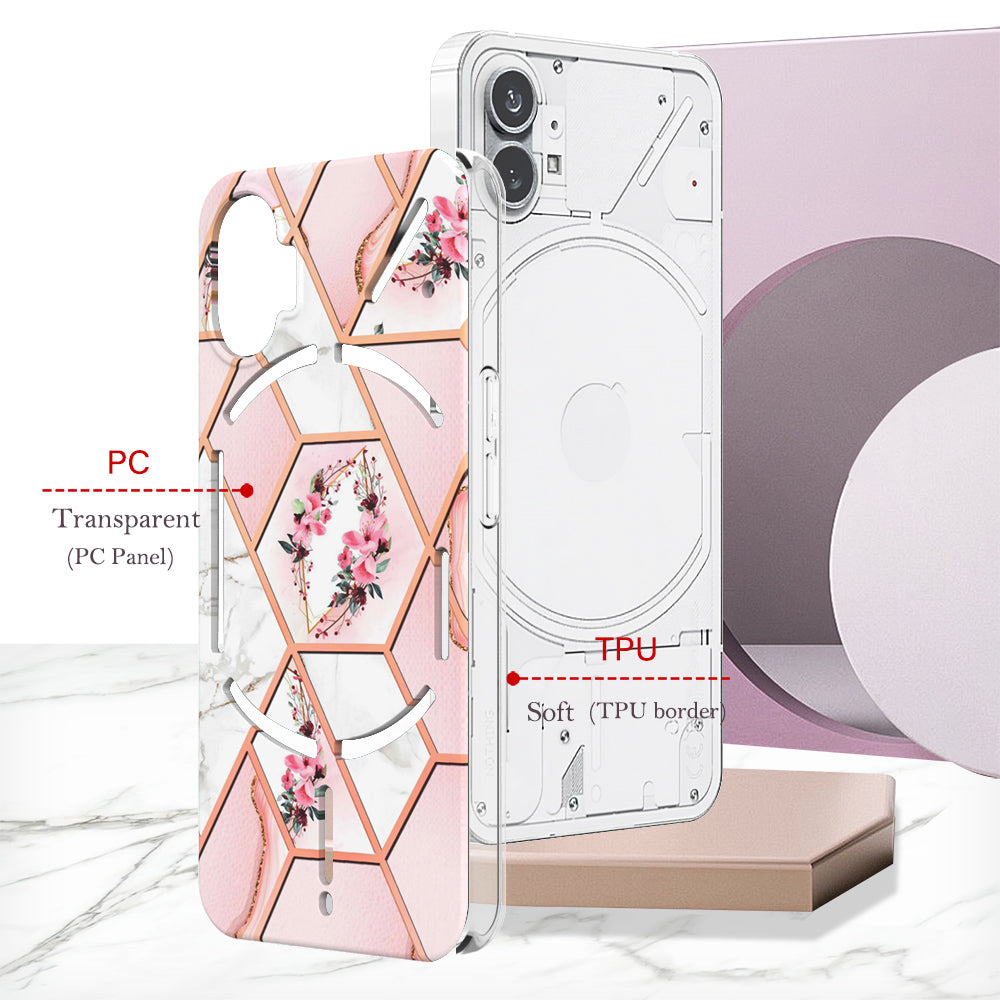 Rugged Geometric Marble Floral Case - Nothing