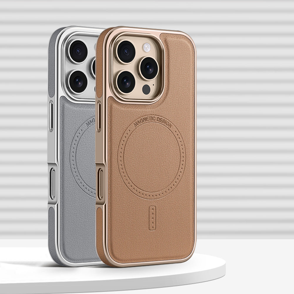 Elegant Business Plating Leather Mag Case- iPhone
