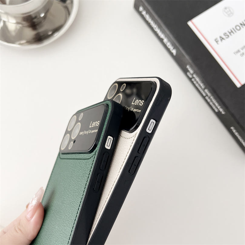 Luxury Glass Lens Window Leather Case - iPhone