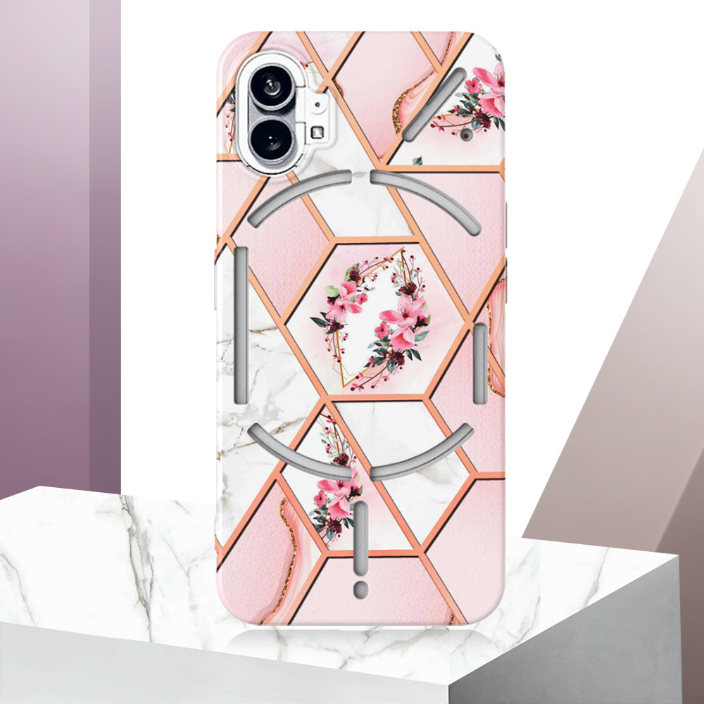 Rugged Geometric Marble Floral Case - Nothing